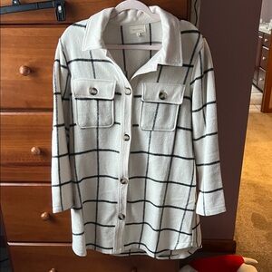 MELLODAY White and Black Plaid Shirt/Dress